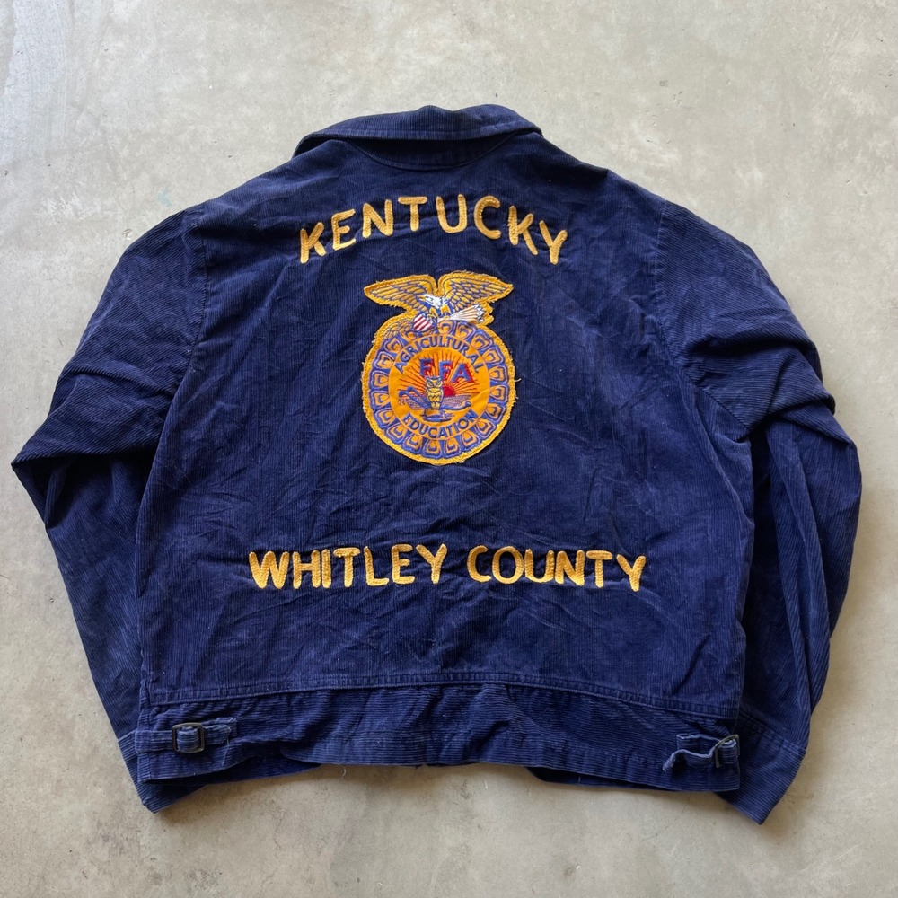 Vintage FFA Jacket Kentucky Whitley‎ County Corduroy National Navy Blue Size 46